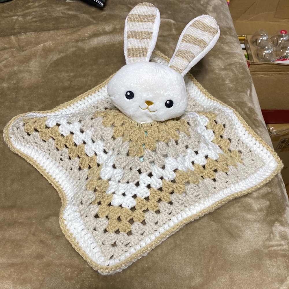 Stuffed Bunny with handmade lovey - stuffed animal new with tags